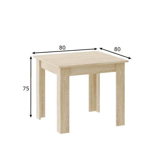 Mesa de jantar 80 × 80 cm, com painel para móveis com revestimento de PVC, acabamento carvalho Sonoma. Mesa de jantar 80 × 80 cm, com painel para móveis com revestimento de PVC, acabamento carvalho Sonoma.