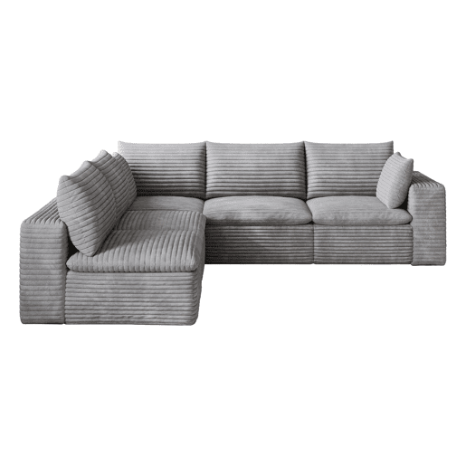 Sofá modular 260 x 250 cm u2013 modelo Cloud em veludo, dupla camada, almofadas com capas removíveis u2013 cinzento Sofá modular 260 x 250 cm u2013 modelo Cloud em veludo, dupla camada, almofadas com capas removíveis u2013 cinzento