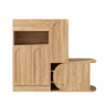 Cómoda com banco 130 x 35 x 110,5 cm u2013 1 gaveta, 5 portas, prateleira aberta e amplo espaço de arrumação para a entrada u2013 Natural