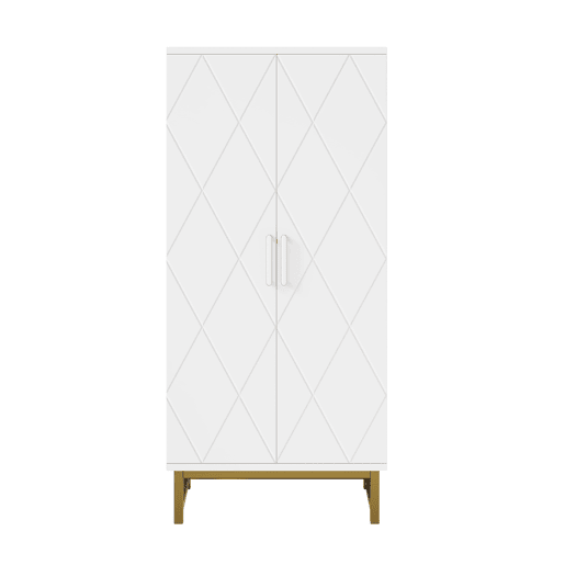 Armário de cozinha u2014 com prateleiras ajustáveis, ideal para espaços pequenos, móvel auxiliar de arrumação u2014 branco e dourado