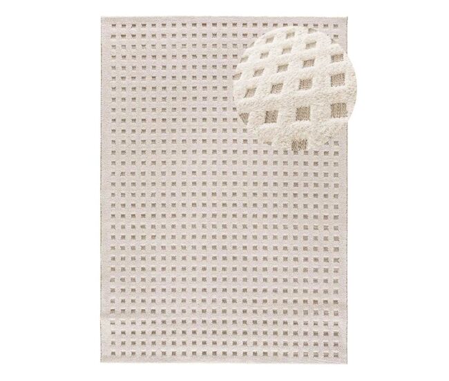 Alfombra diseño cuadros en relieve en blanco diena, 120x170 cm - atticgo