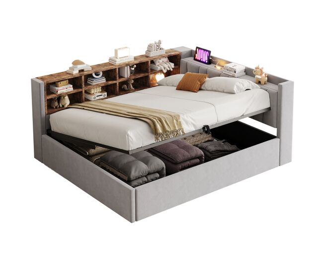 Cama de matrimonio de terciopelo 150x214