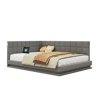 Cama de casal de linho 160x200 cm com luz led,cinza