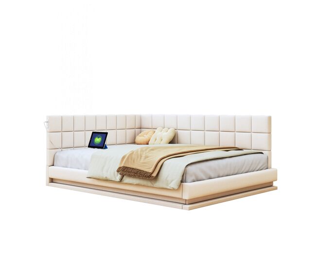 Cama de matrimonio de lino 147x206