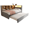 Cama gavetão de tecido 90x200 cm com luz led,cinza escuro