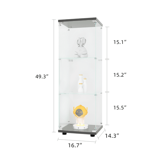 Vitrine de três níveis, alto brilho, com prateleiras, estante para livros, preta Vitrine de três níveis, alto brilho, com prateleiras, estante para livros, preta