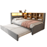 Cama gavetão de tecido 90x200 cm com luz led,cinza escuro