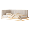 Cama de solteiro de linho 90x200 cm com luz led,bege