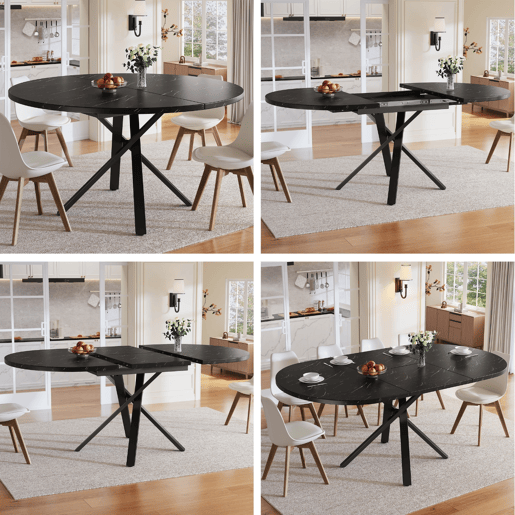 Mesa de jantar extensível redonda 100-140máx cm de mdf,preto Mesa de jantar extensível redonda 100-140máx cm de mdf,preto