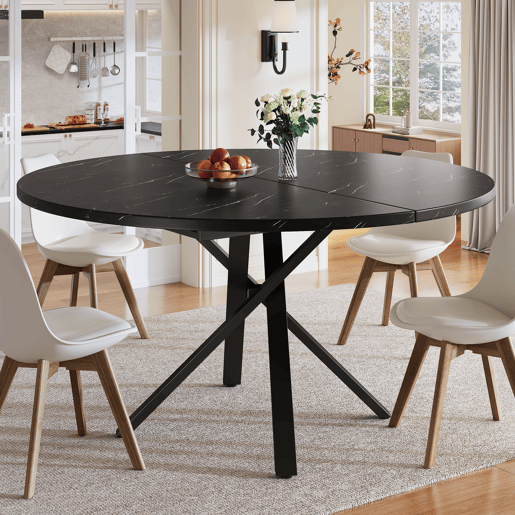Mesa de jantar extensível redonda 100-140máx cm de mdf,preto Mesa de jantar extensível redonda 100-140máx cm de mdf,preto