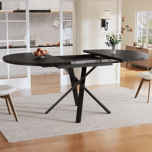 Mesa de jantar extensível redonda 100-140máx cm de mdf,preto Mesa de jantar extensível redonda 100-140máx cm de mdf,preto