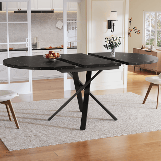 Mesa de jantar extensível redonda 100-140máx cm de mdf,preto Mesa de jantar extensível redonda 100-140máx cm de mdf,preto