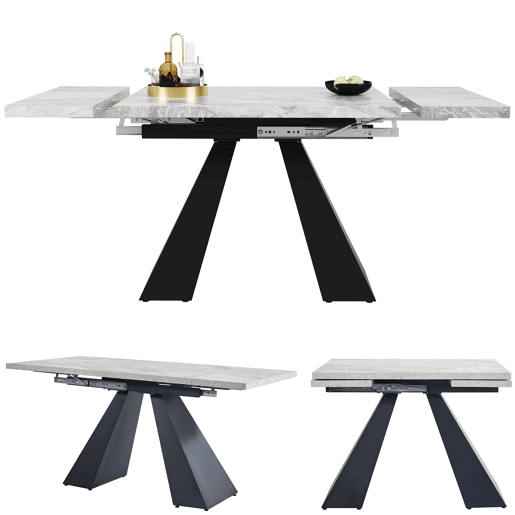Mesa de jantar extensível retangular 99-159máx cm de mdf,cinza+preto Mesa de jantar extensível retangular 99-159máx cm de mdf,cinza+preto