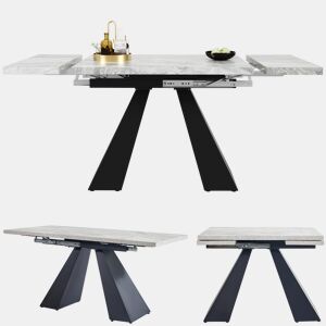 Mesa de jantar extensível retangular 99-159máx cm de mdf,cinza+preto