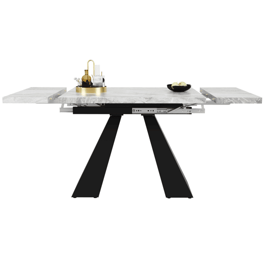 Mesa de jantar extensível retangular 99-159máx cm de mdf,cinza+preto Mesa de jantar extensível retangular 99-159máx cm de mdf,cinza+preto