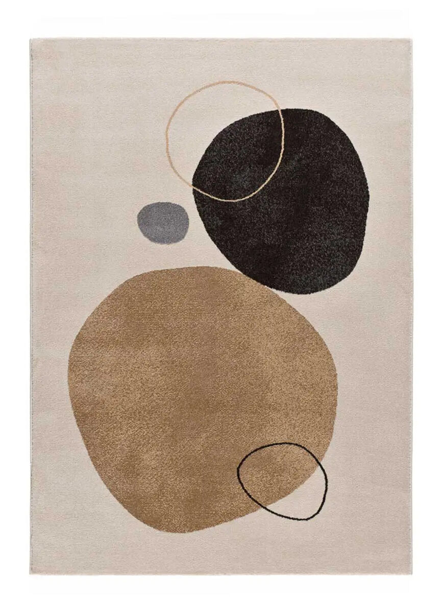 Alfombra formas orgánicas beige / negro lessia, 120x180 cm - atticgo