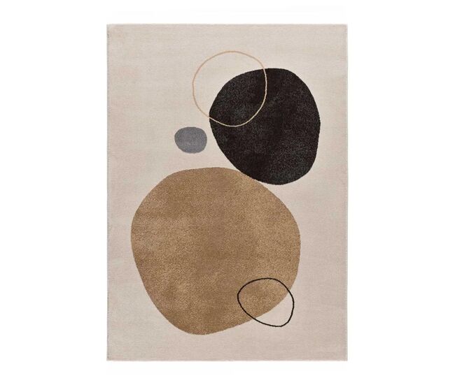 Alfombra formas orgánicas beige / negro lessia, 120x180 cm - atticgo