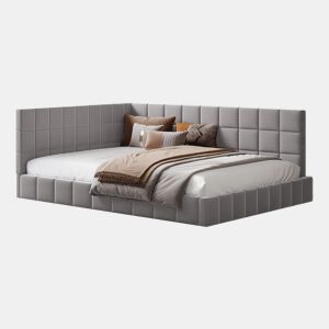 Cama de casal de veludo 140x200 cm,cinza