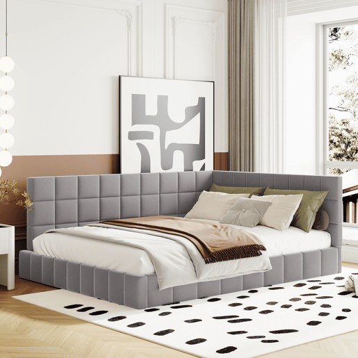 Cama de casal de veludo 140x200 cm,cinza Cama de casal de veludo 140x200 cm,cinza