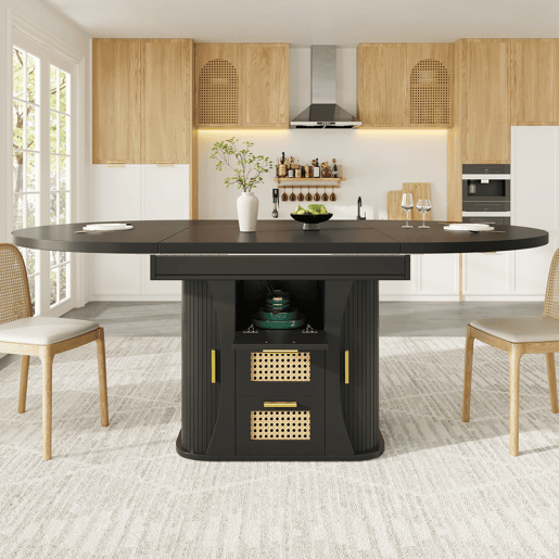 Mesa de jantar extensível redonda 118-158máx cm de mdf,preto Mesa de jantar extensível redonda 118-158máx cm de mdf,preto