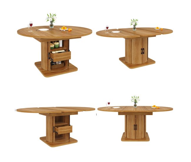 Mesa de comedor extensible redonda 118x118
