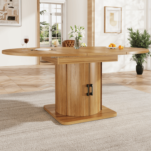 Mesa de jantar extensível redonda 118-158máx cm de mdf,natural Mesa de jantar extensível redonda 118-158máx cm de mdf,natural