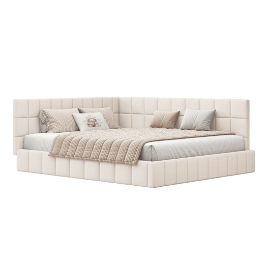Cama de casal de veludo 160x200 cm,bege
