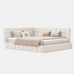 Cama de casal de veludo 160x200 cm,bege