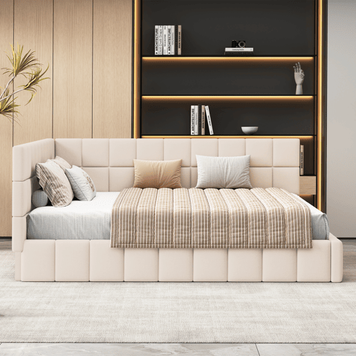 Cama de casal de veludo 160x200 cm,bege