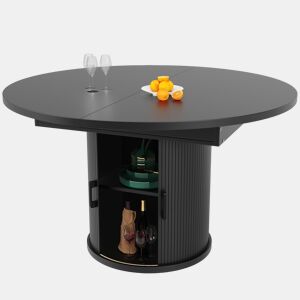 Mesa de jantar extensível redonda 118-158máx cm de mdf,preto