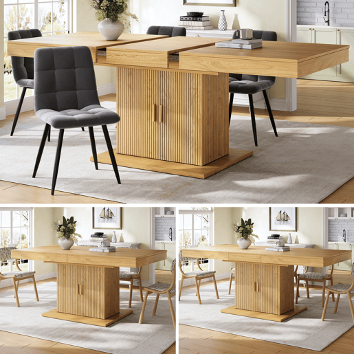 Mesa de jantar extensível retangular 140-180máx cm de mdf,madeira clara Mesa de jantar extensível retangular 140-180máx cm de mdf,madeira clara
