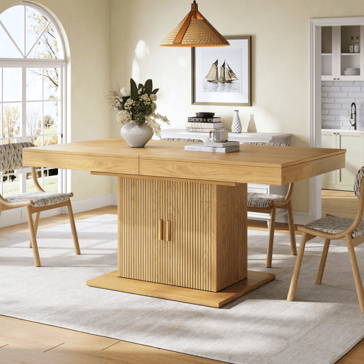 Mesa de jantar extensível retangular 140-180máx cm de mdf,madeira clara Mesa de jantar extensível retangular 140-180máx cm de mdf,madeira clara