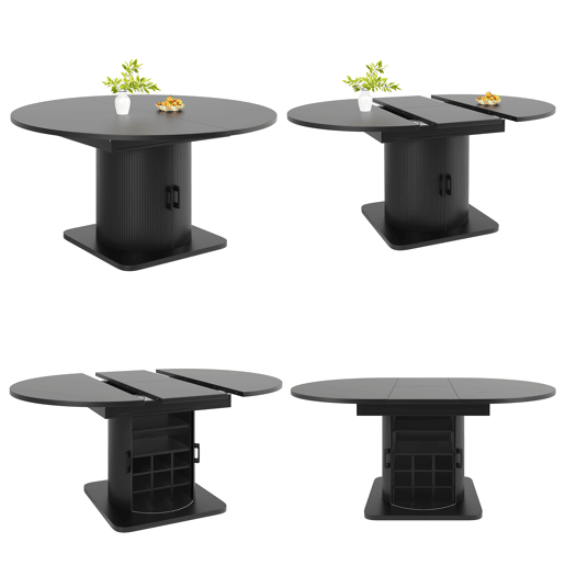 Mesa de jantar extensível redonda 118-158máx cm de mdf,preto Mesa de jantar extensível redonda 118-158máx cm de mdf,preto