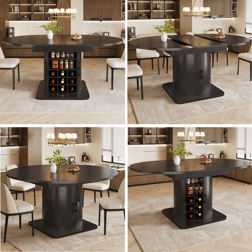 Mesa de jantar extensível redonda 118-158máx cm de mdf,preto Mesa de jantar extensível redonda 118-158máx cm de mdf,preto
