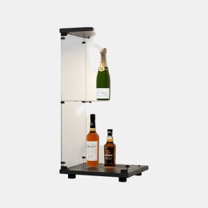 Vitrine de acrílico, vitrine de vidro, vitrine pequena com porta para figuras de ação, brinquedos, minifiguras, figuras colecionáveis, automontável com 2 camadas