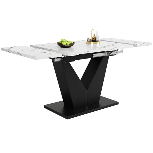 Mesa de jantar extensível retangular 99-159máx cm de mdf,branco+preto Mesa de jantar extensível retangular 99-159máx cm de mdf,branco+preto
