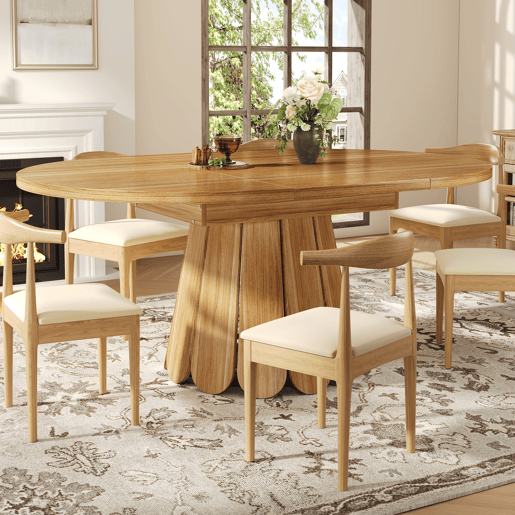 Mesa de jantar extensível redonda 118-158máx cm de mdf,madeira escura Mesa de jantar extensível redonda 118-158máx cm de mdf,madeira escura