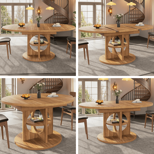 Mesa de jantar extensível redonda 110-150máx cm de mdf,natural Mesa de jantar extensível redonda 110-150máx cm de mdf,natural