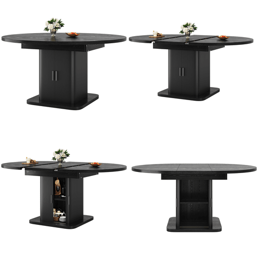 Mesa de jantar extensível oval 110-149,8máx cm de mdf,preto Mesa de jantar extensível oval 110-149,8máx cm de mdf,preto
