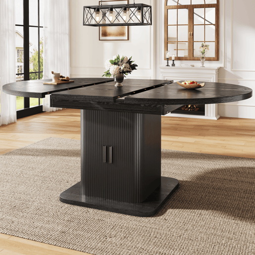 Mesa de jantar extensível oval 110-149,8máx cm de mdf,preto Mesa de jantar extensível oval 110-149,8máx cm de mdf,preto