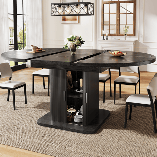 Mesa de jantar extensível oval 110-149,8máx cm de mdf,preto Mesa de jantar extensível oval 110-149,8máx cm de mdf,preto