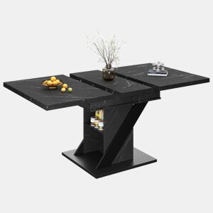 Mesa de jantar extensível retangular 110-140máx cm de mdf,preto