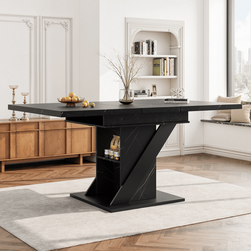 Mesa de jantar extensível retangular 110-140máx cm de mdf,preto Mesa de jantar extensível retangular 110-140máx cm de mdf,preto