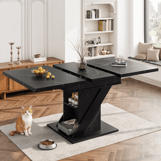 Mesa de jantar extensível retangular 110-140máx cm de mdf,preto Mesa de jantar extensível retangular 110-140máx cm de mdf,preto