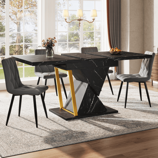 Mesa de jantar extensível retangular 110-140máx cm de mdf,preto Mesa de jantar extensível retangular 110-140máx cm de mdf,preto
