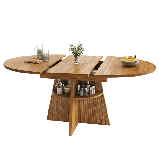 Mesa de jantar extensível redonda 110-150máx cm de mdf,natural Mesa de jantar extensível redonda 110-150máx cm de mdf,natural