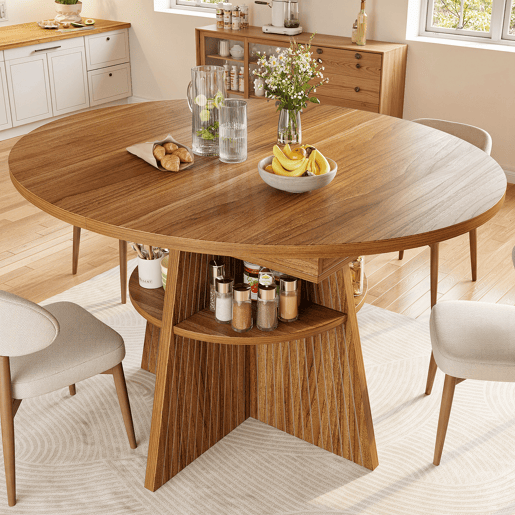 Mesa de jantar extensível redonda 110-150máx cm de mdf,natural Mesa de jantar extensível redonda 110-150máx cm de mdf,natural