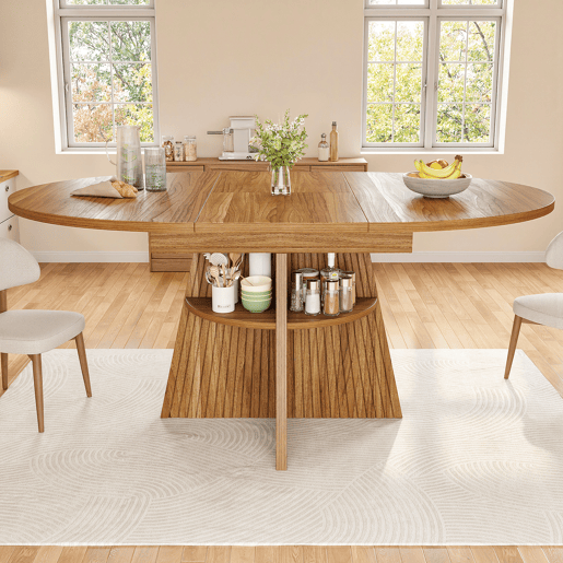 Mesa de jantar extensível redonda 110-150máx cm de mdf,natural Mesa de jantar extensível redonda 110-150máx cm de mdf,natural