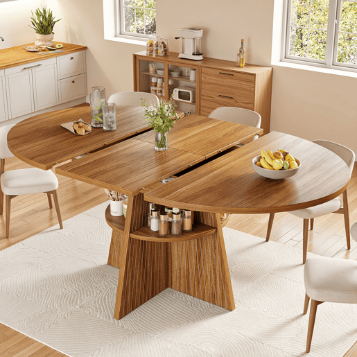 Mesa de jantar extensível redonda 110-150máx cm de mdf,natural Mesa de jantar extensível redonda 110-150máx cm de mdf,natural