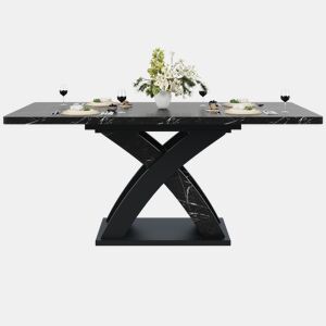 Mesa de jantar extensível retangular 120-160máx cm de mdf,preto